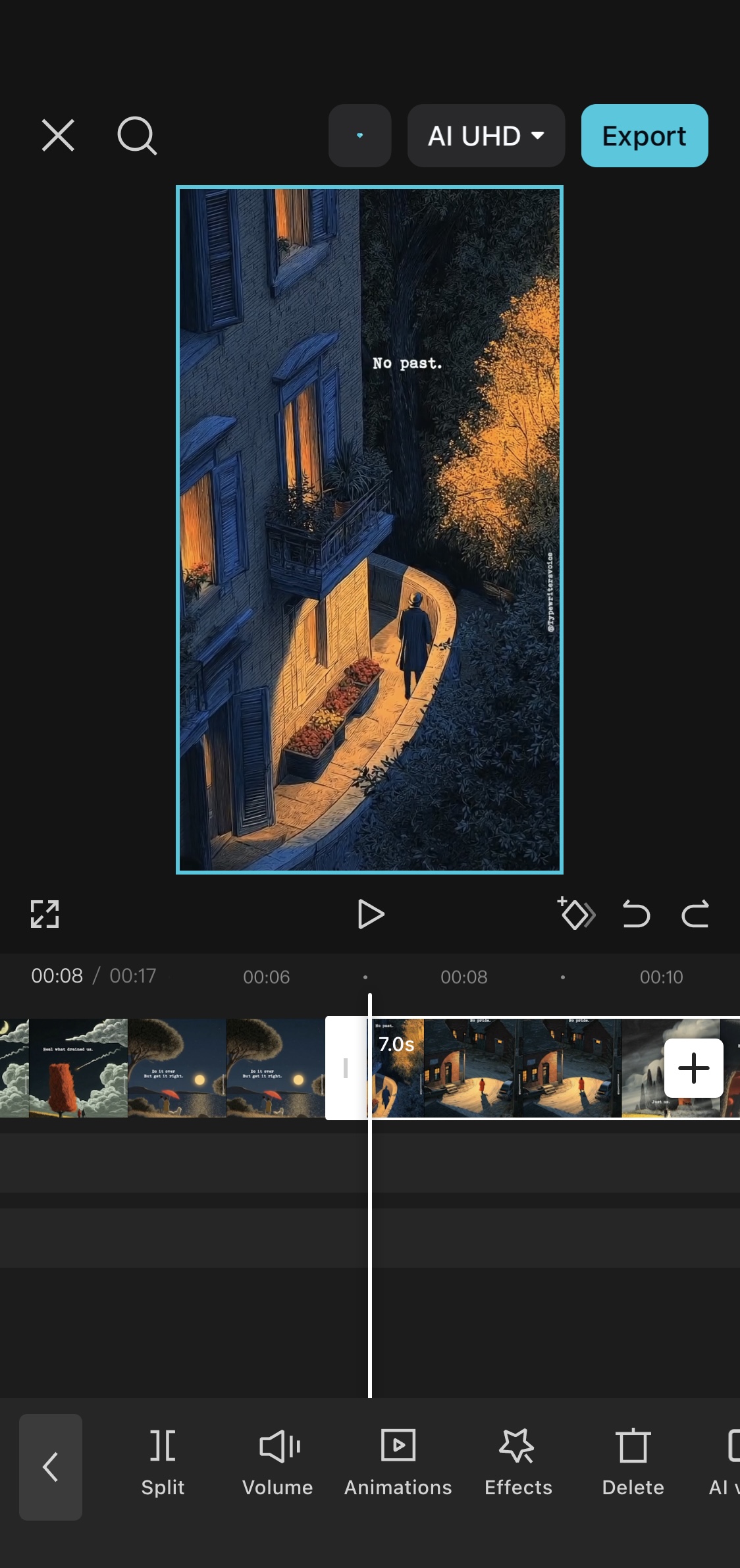 Splitting a clip in CapCut